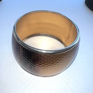 ♦️ Silver and Brown‎ Hammered Bangle Bracelet